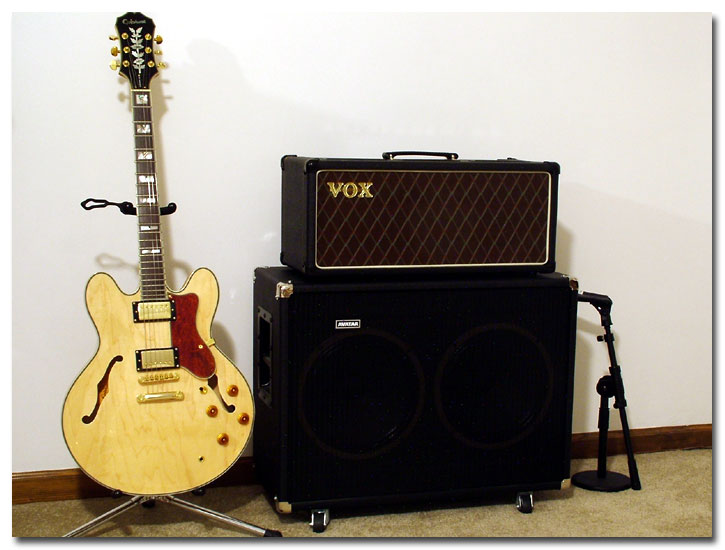 Epiphone Sheraton II, Vox AC-30 CC Amp Head, Custom Avatar G212H Cabinet